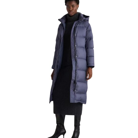 Quince Jackets & Blazers - NWOT Quince Women's Small Responsible Down Long Puffer Coat Storm Blue Preppy